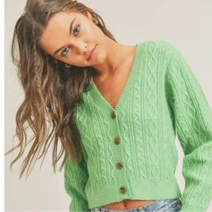 NWOT Lush Clothing "Game On" Green Cardigan